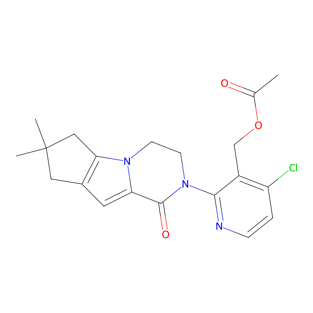 (4-Chloro-2-{4,4-dimethyl-9-oxo-1,10-diazatricyclo[6.4.0.0(2),]dodeca-2(6),7-dien-10-yl}pyridin-3-yl)methyl acetate molecular structure, CAS 1434051-95-2