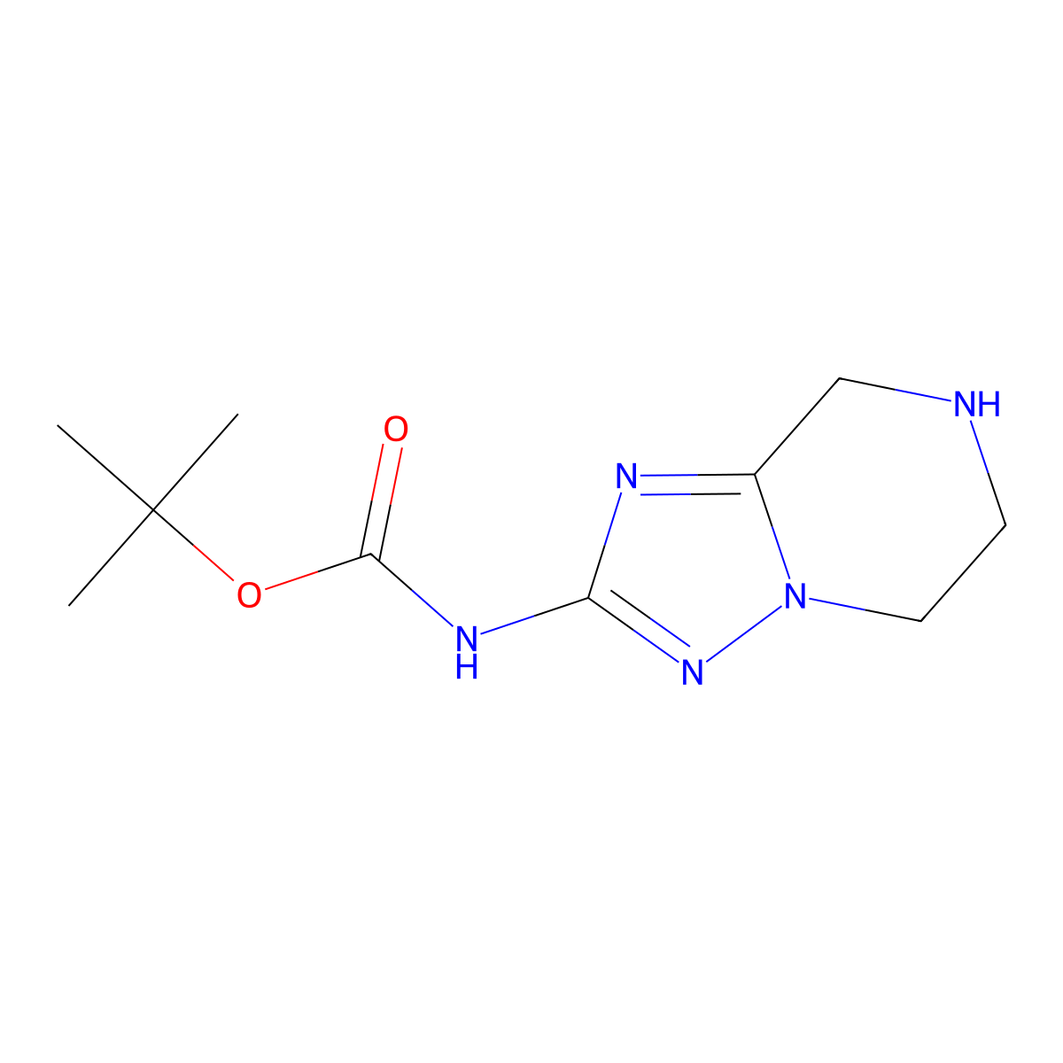 tert-Butyl (5,6,7,8-tetrahydro-[1,2,4]triazolo[1,5-a]pyrazin-2-yl)carbamate molecular structure, CAS 1434053-27-6