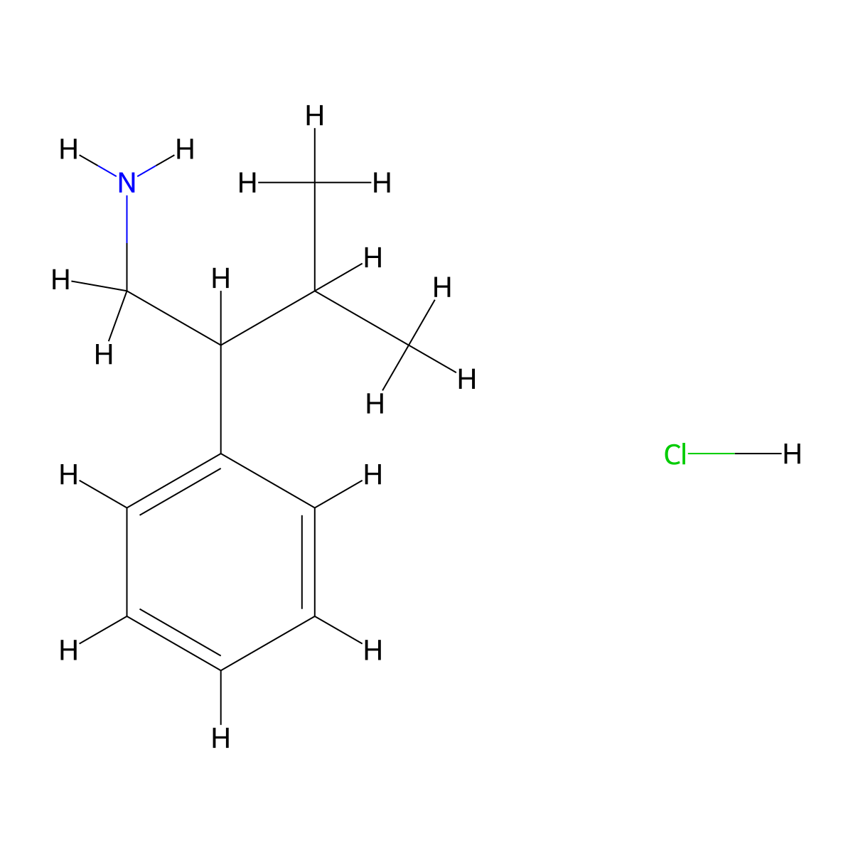 2-Phenyl-3-methylbutylamine hydrochloride molecular structure, CAS 143406-96-6