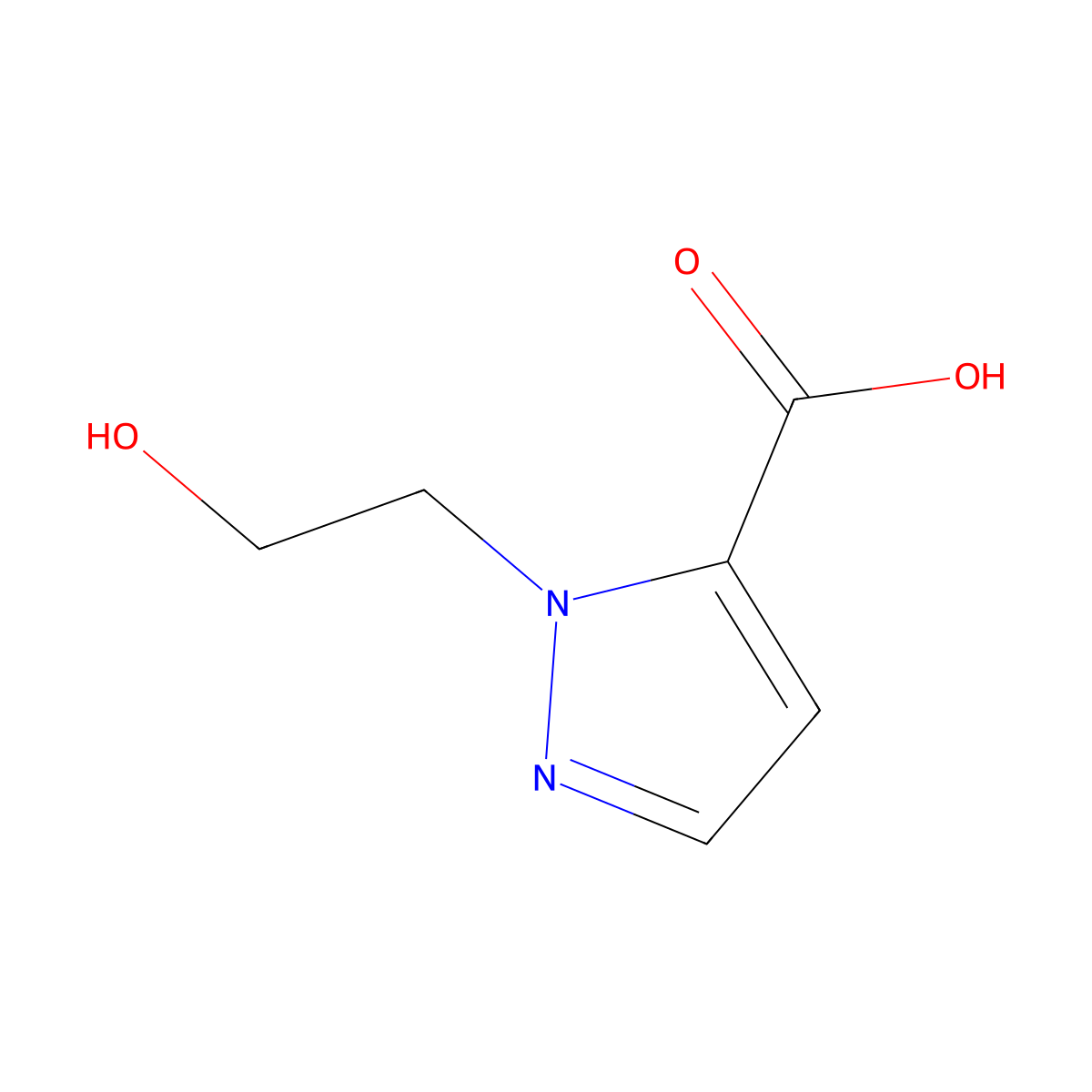1-(2-hydroxyethyl)-1H-pyrazole-5-carboxylic acid molecular structure, CAS 1434073-21-8