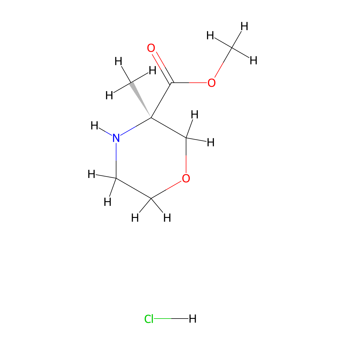 (R)-Methyl 3-methylmorpholine-3-carboxylate hydrochloride molecular structure, CAS 1434126-90-5