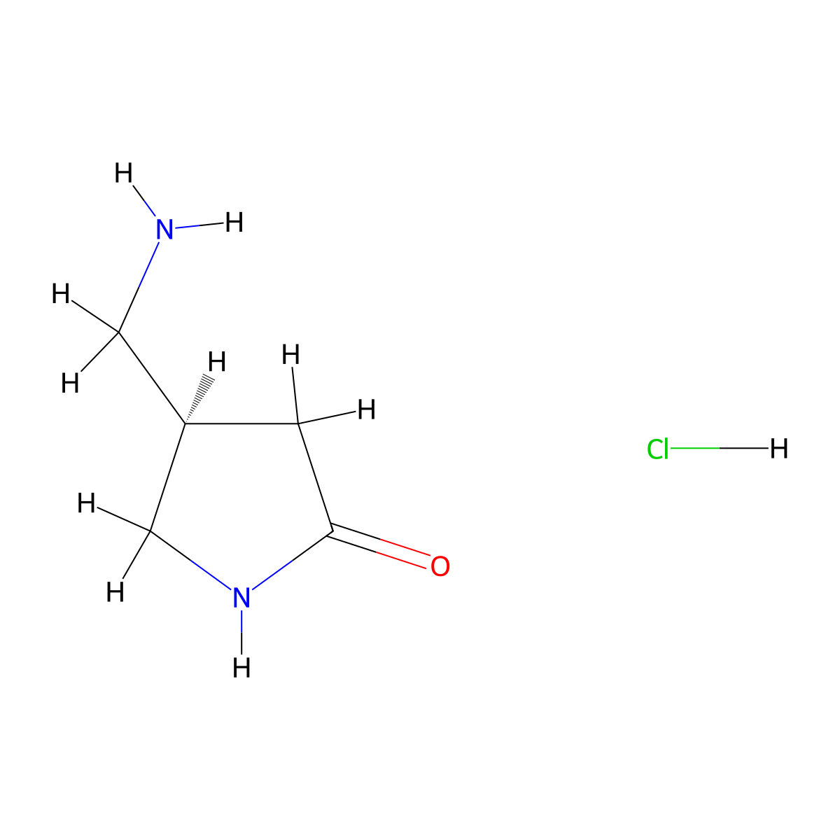 (R)-4-(Aminomethyl)pyrrolidin-2-one hydrochloride molecular structure, CAS 1434126-92-7