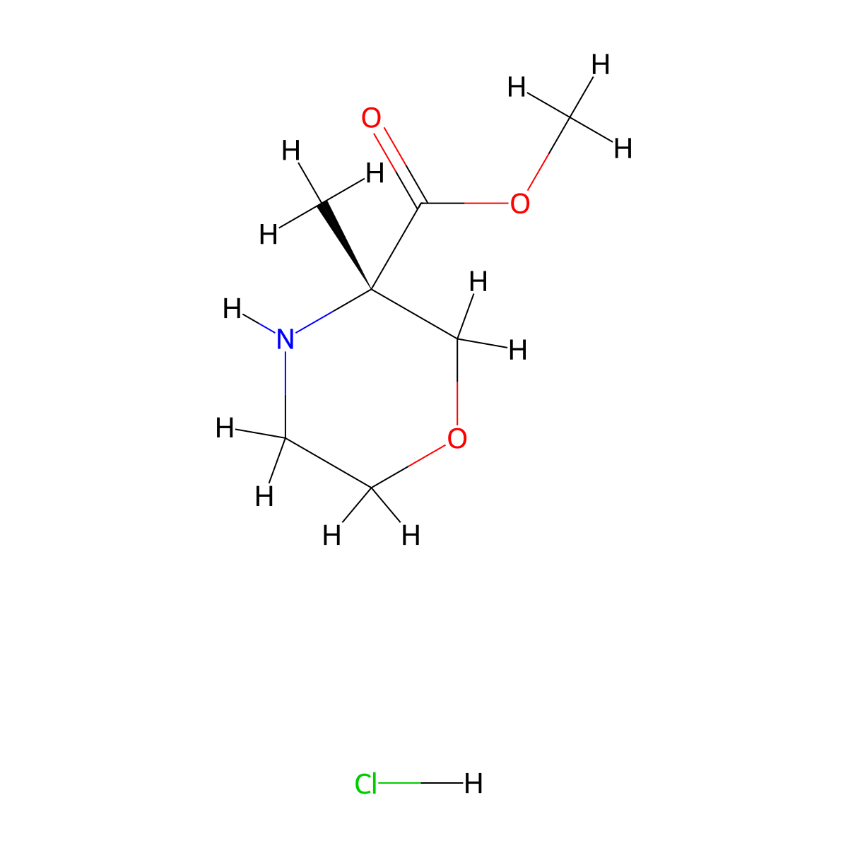 (S)-Methyl 3-methylmorpholine-3-carboxylate hydrochloride molecular structure, CAS 1434126-95-0