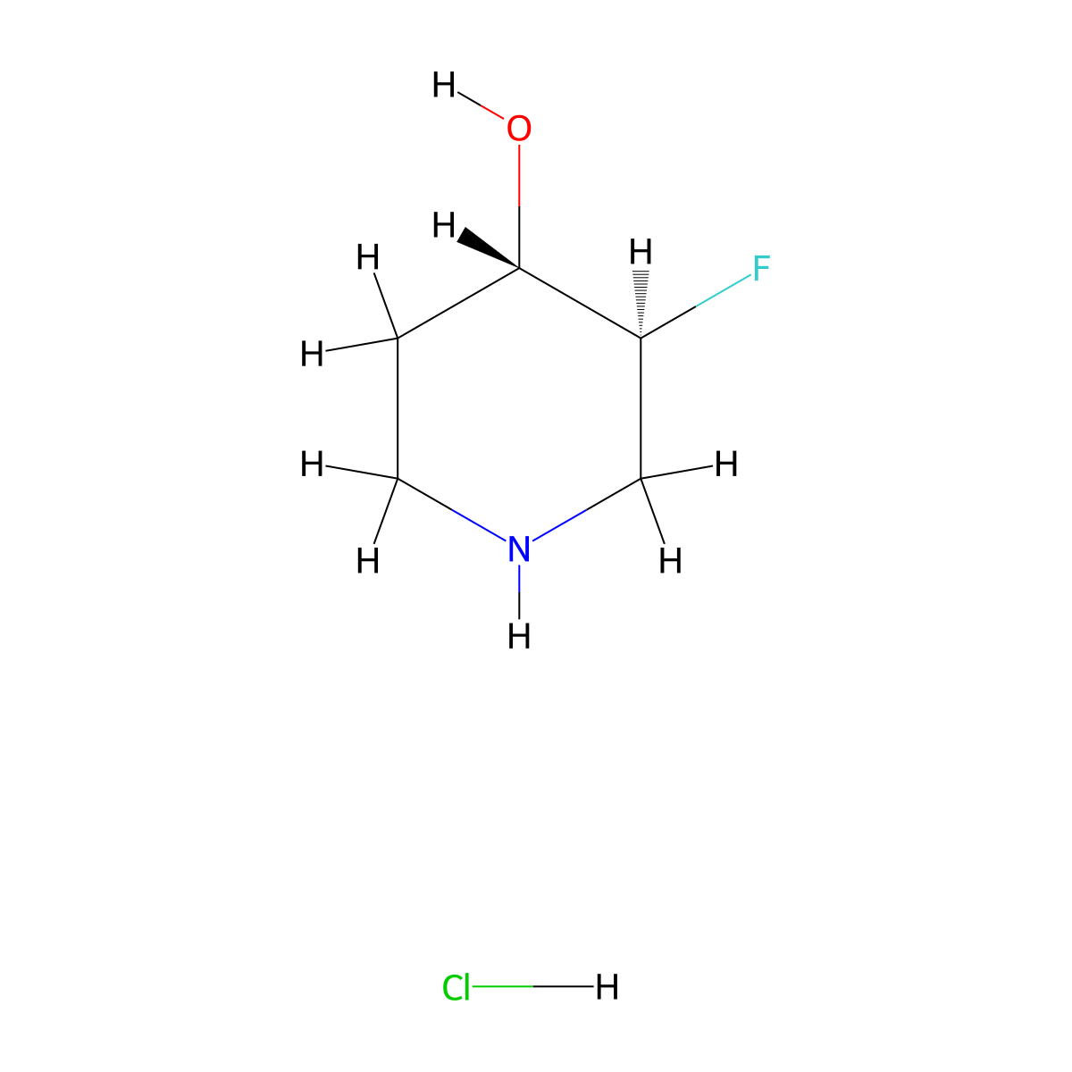 (3S,4S)-3-fluoropiperidin-4-ol hydrochloride molecular structure, CAS 1434126-98-3