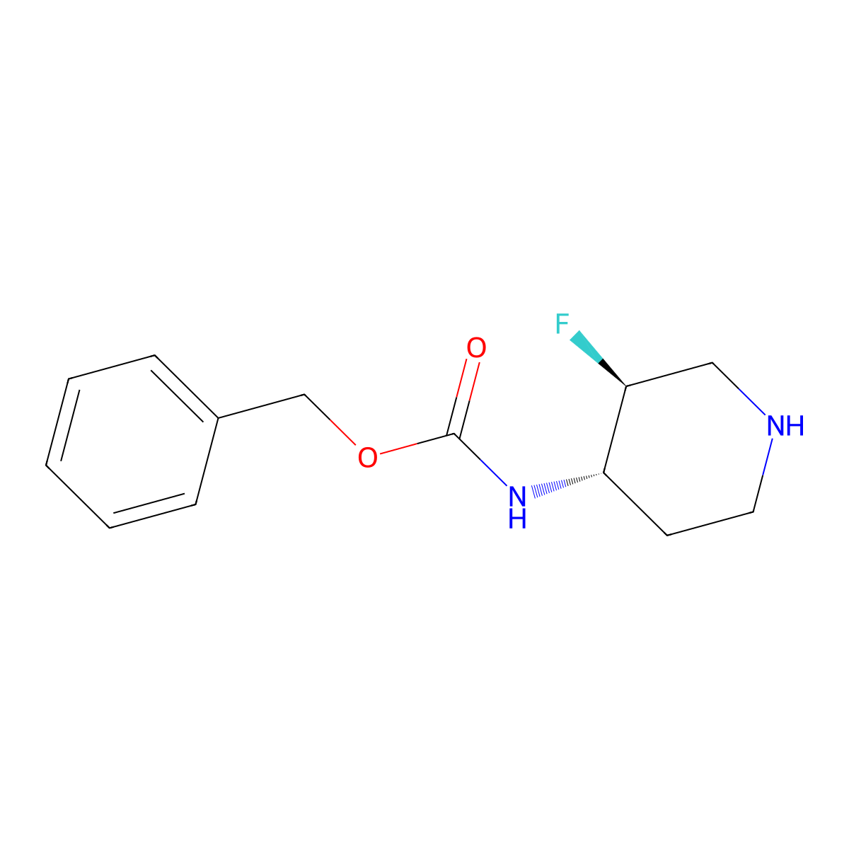 Carbamic acid, N-[(3S,4S)-3-fluoro-4-piperidinyl]-, phenylmethyl ester molecular structure, CAS 1434127-00-0