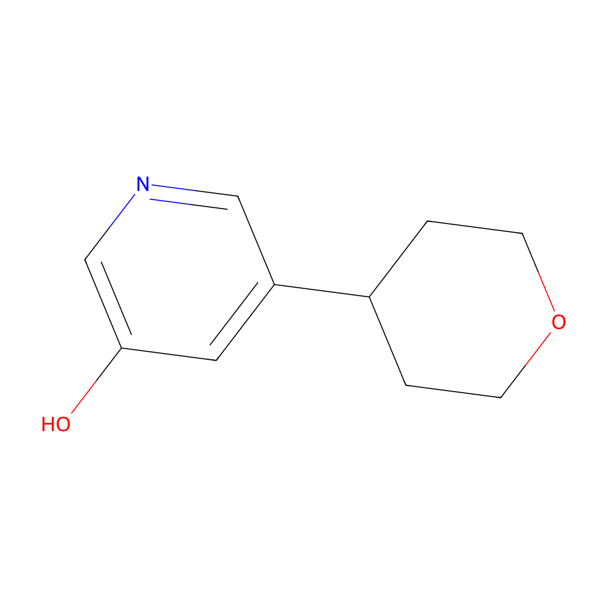 3-Hydroxy-5-(4-tetrahydropyranyl)pyridine molecular structure, CAS 1434127-06-6