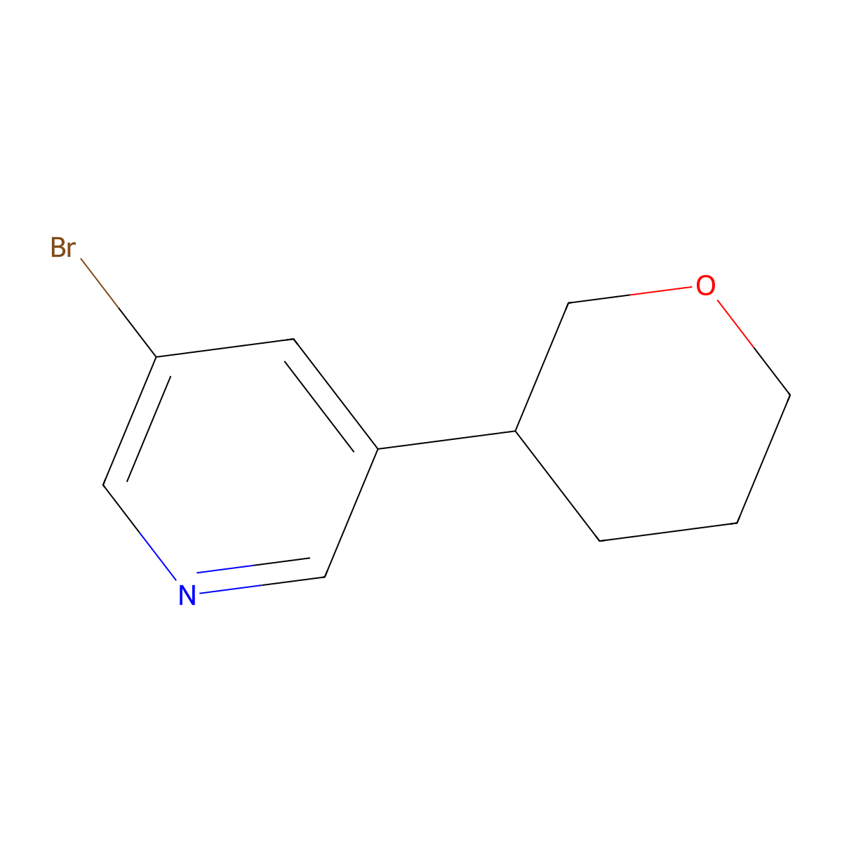 3-Bromo-5-(tetrahydro-2H-pyran-3-yl)pyridine molecular structure, CAS 1434127-09-9