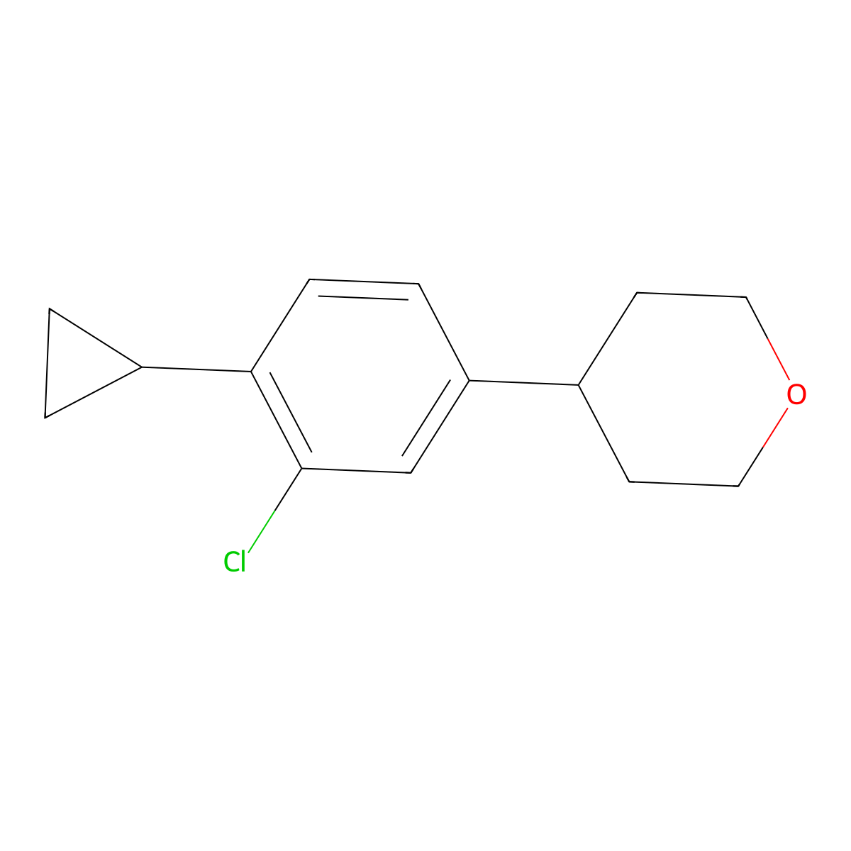2-(Cyclopropyl)-5-(4-tetrahydropyranyl)chlorobenzene molecular structure, CAS 1434127-20-4