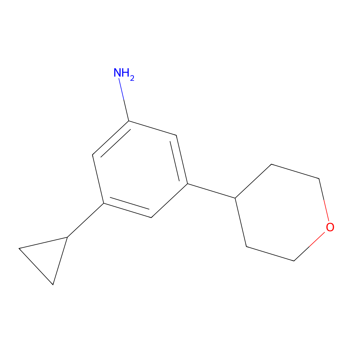 3-(4-Tetrahydropyranyl)-5-(cyclopropyl)aniline molecular structure, CAS 1434127-28-2