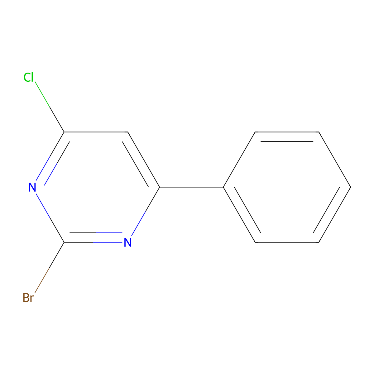 2-Bromo-4-chloro-6-phenylpyrimidine molecular structure, CAS 1434127-36-2