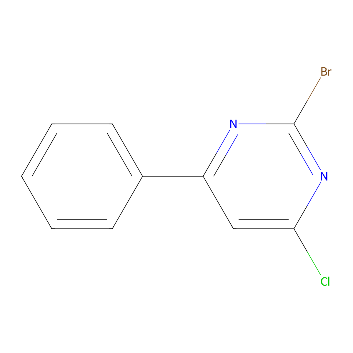 2-Bromo-4-chloro-6-phenylpyrimidine molecular structure, CAS 1434127-36-2