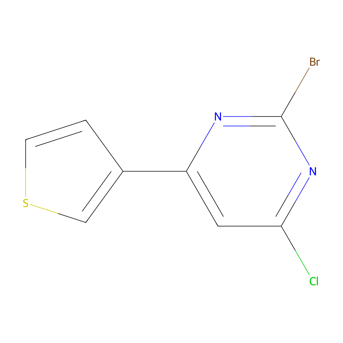 2-Bromo-4-chloro-6-(3-thienyl)pyrimidine molecular structure, CAS 1434127-42-0