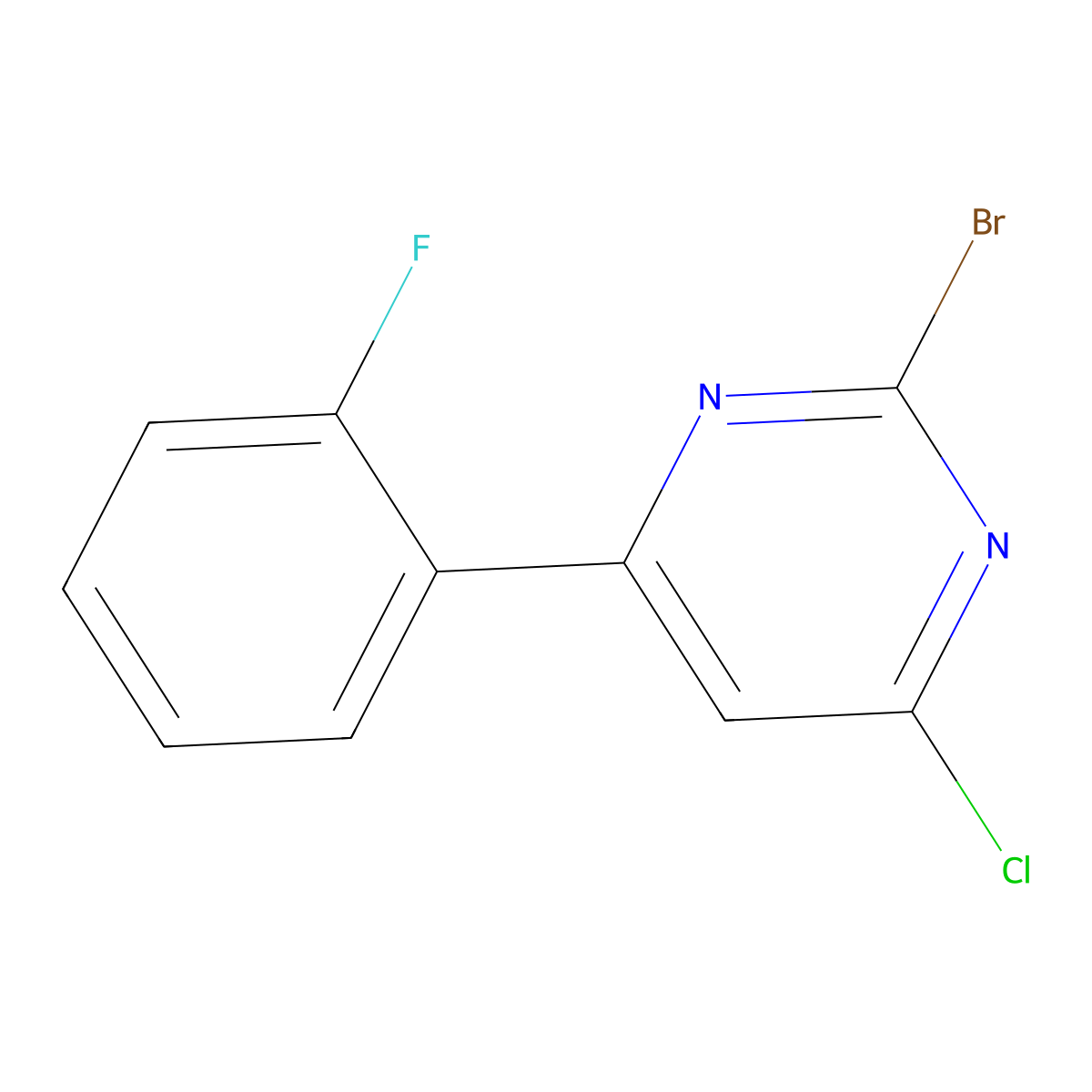 2-Bromo-4-chloro-6-(2-fluorophenyl)pyrimidine molecular structure, CAS 1434127-43-1