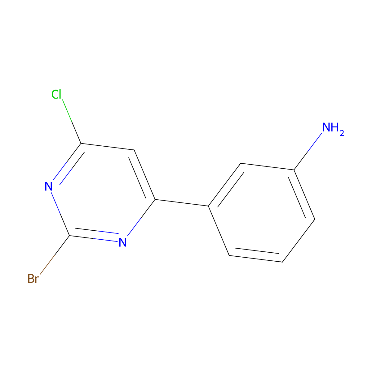 2-Bromo-4-chloro-6-(3-aminophenyl)pyrimidine molecular structure, CAS 1434127-44-2