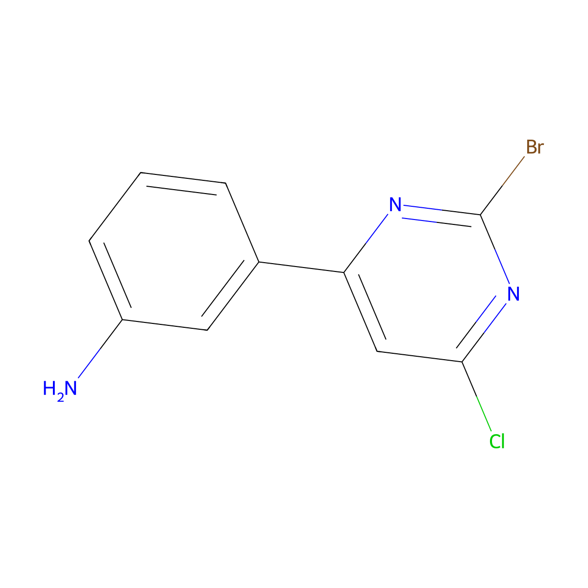 2-Bromo-4-chloro-6-(3-aminophenyl)pyrimidine molecular structure, CAS 1434127-44-2