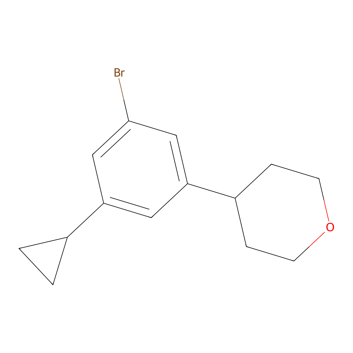 4-(3-Bromo-5-cyclopropylphenyl)oxane molecular structure, CAS 1434127-52-2