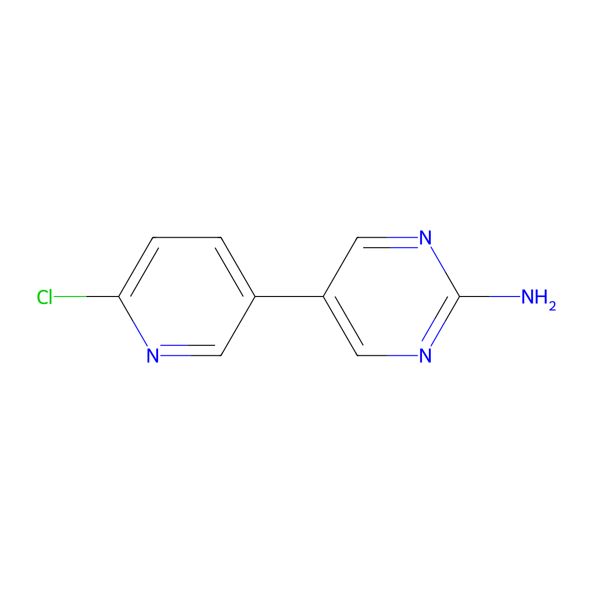 2-Chloro-5-(2-amino-5-pyrimidyl)pyridine molecular structure, CAS 1434127-56-6