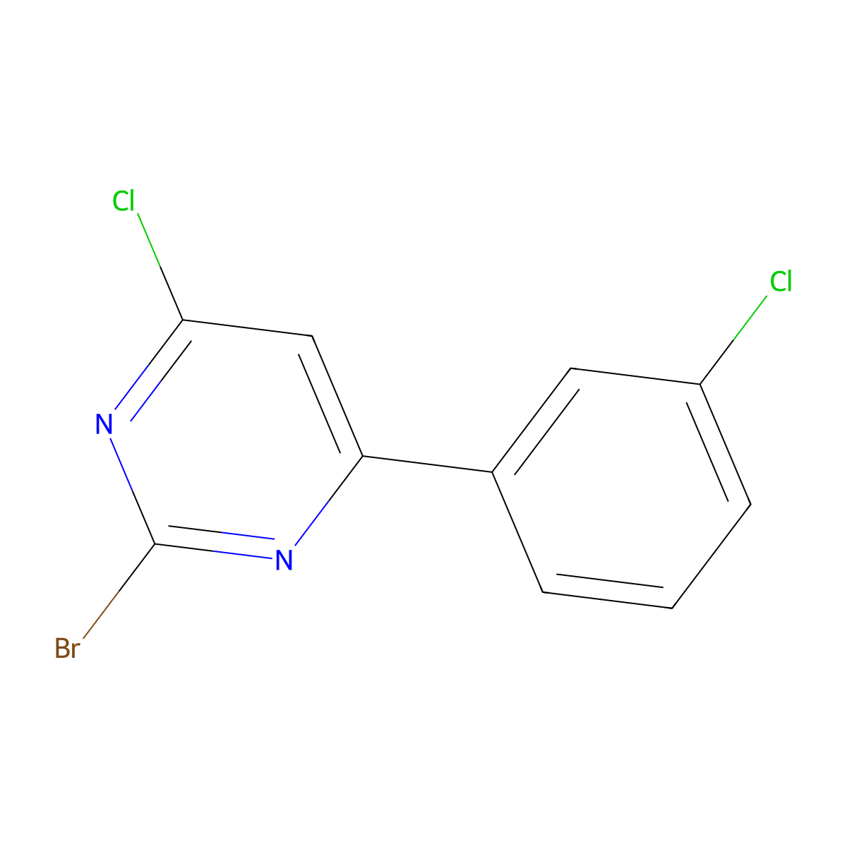 2-Bromo-4-chloro-6-(3-chlorophenyl)pyrimidine molecular structure, CAS 1434127-59-9
