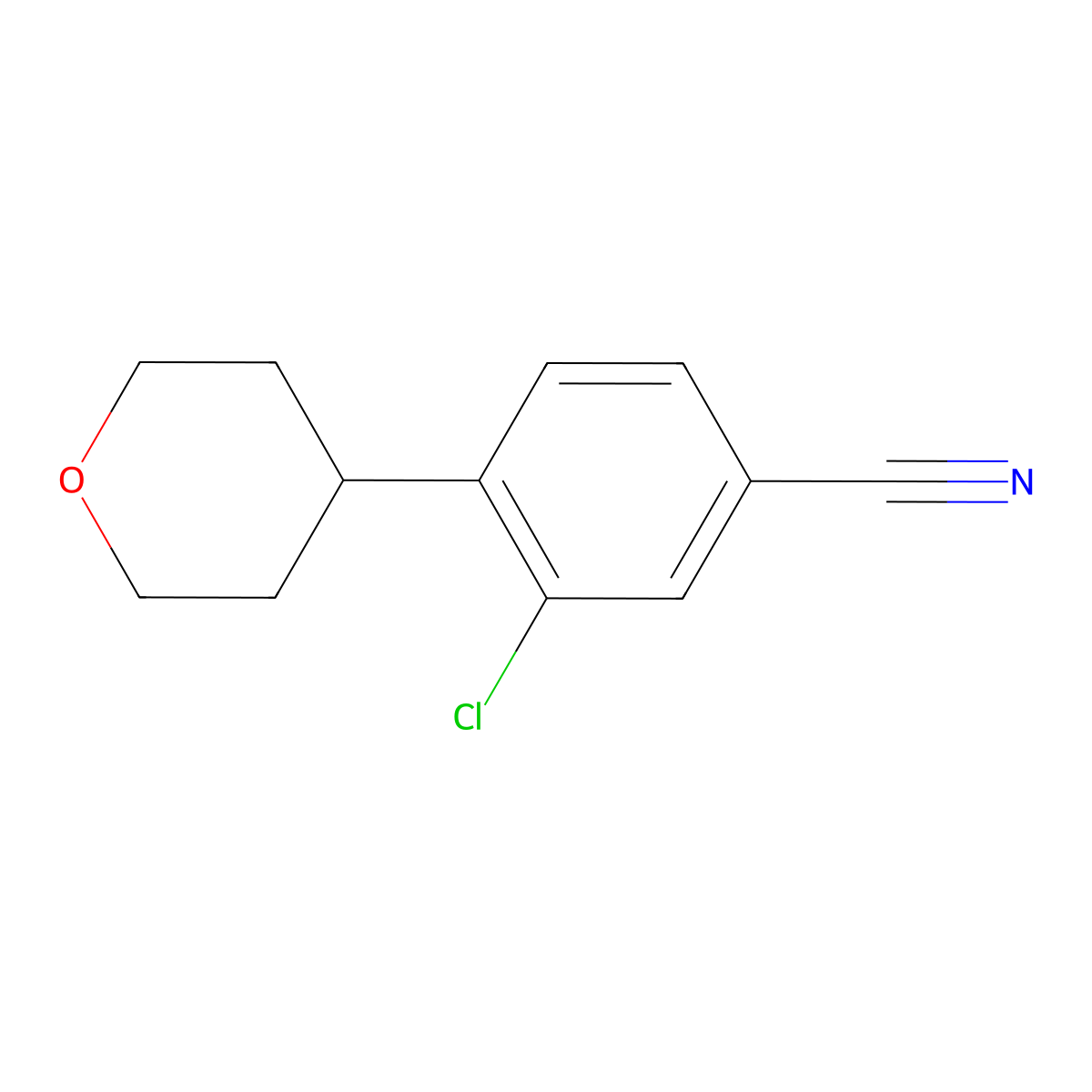 3-Chloro-4-(4-tetrahydropyranyl)benzonitrile molecular structure, CAS 1434127-62-4