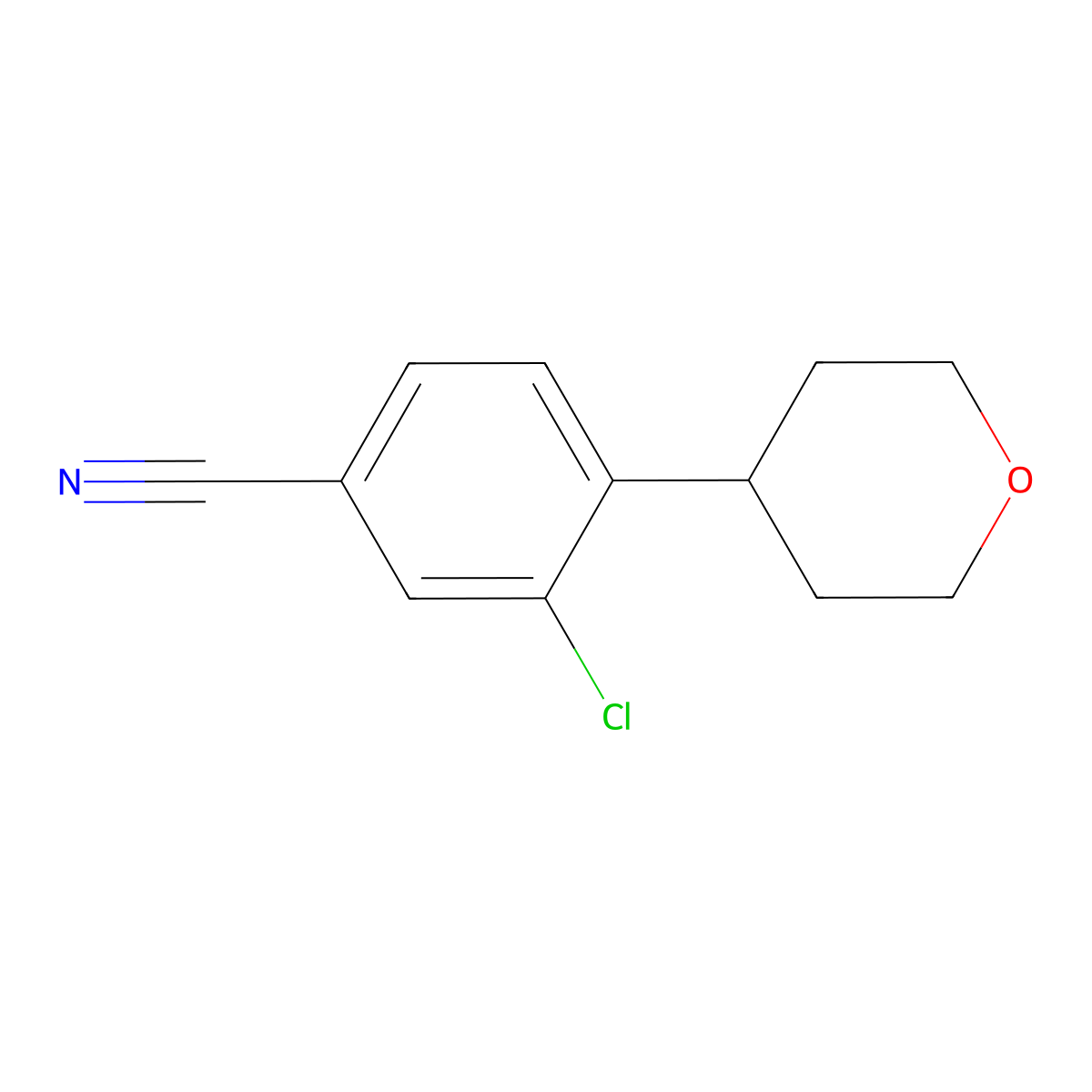 3-Chloro-4-(4-tetrahydropyranyl)benzonitrile molecular structure, CAS 1434127-62-4