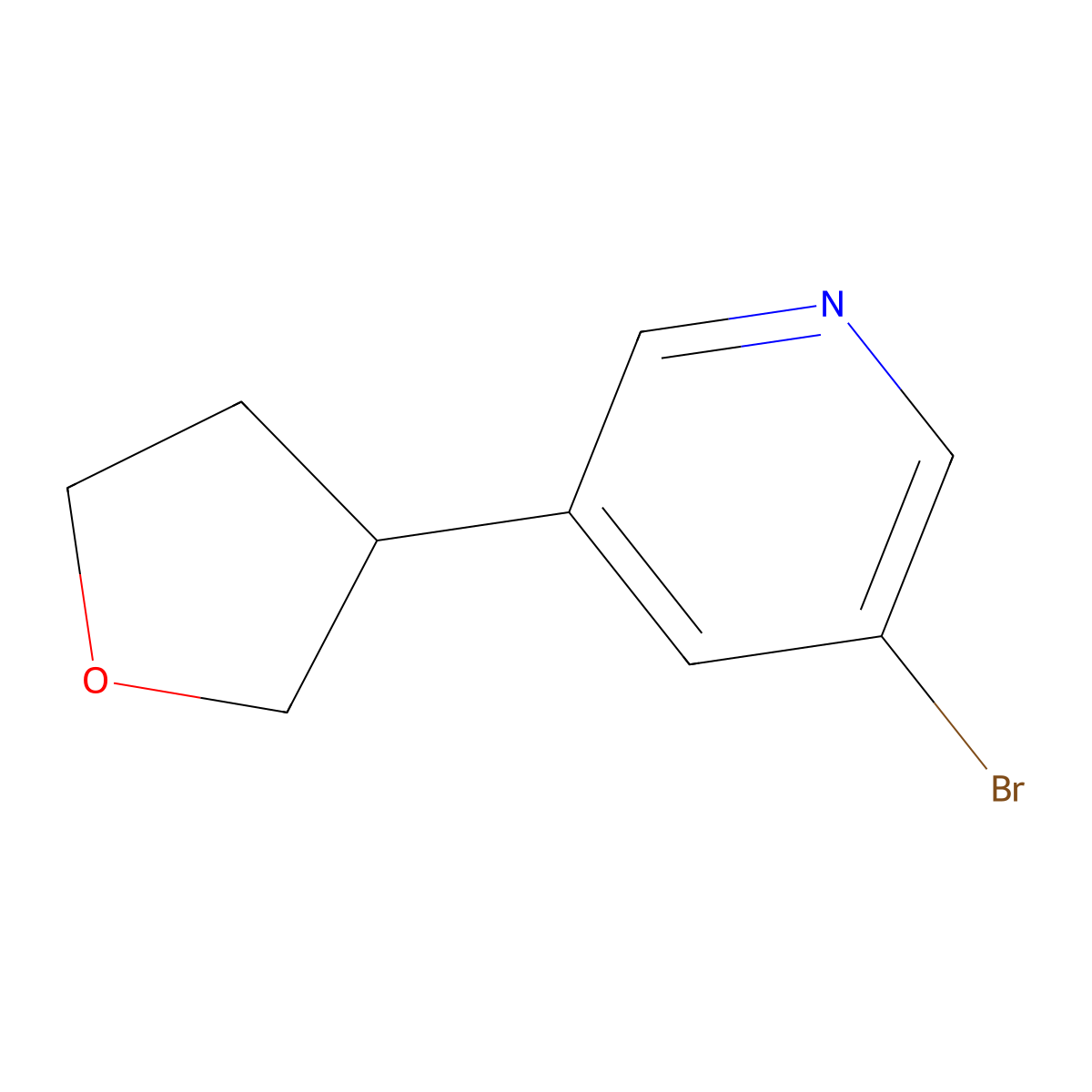 3-Bromo-5-(tetrahydrofuran-3-yl)pyridine molecular structure, CAS 1434127-67-9