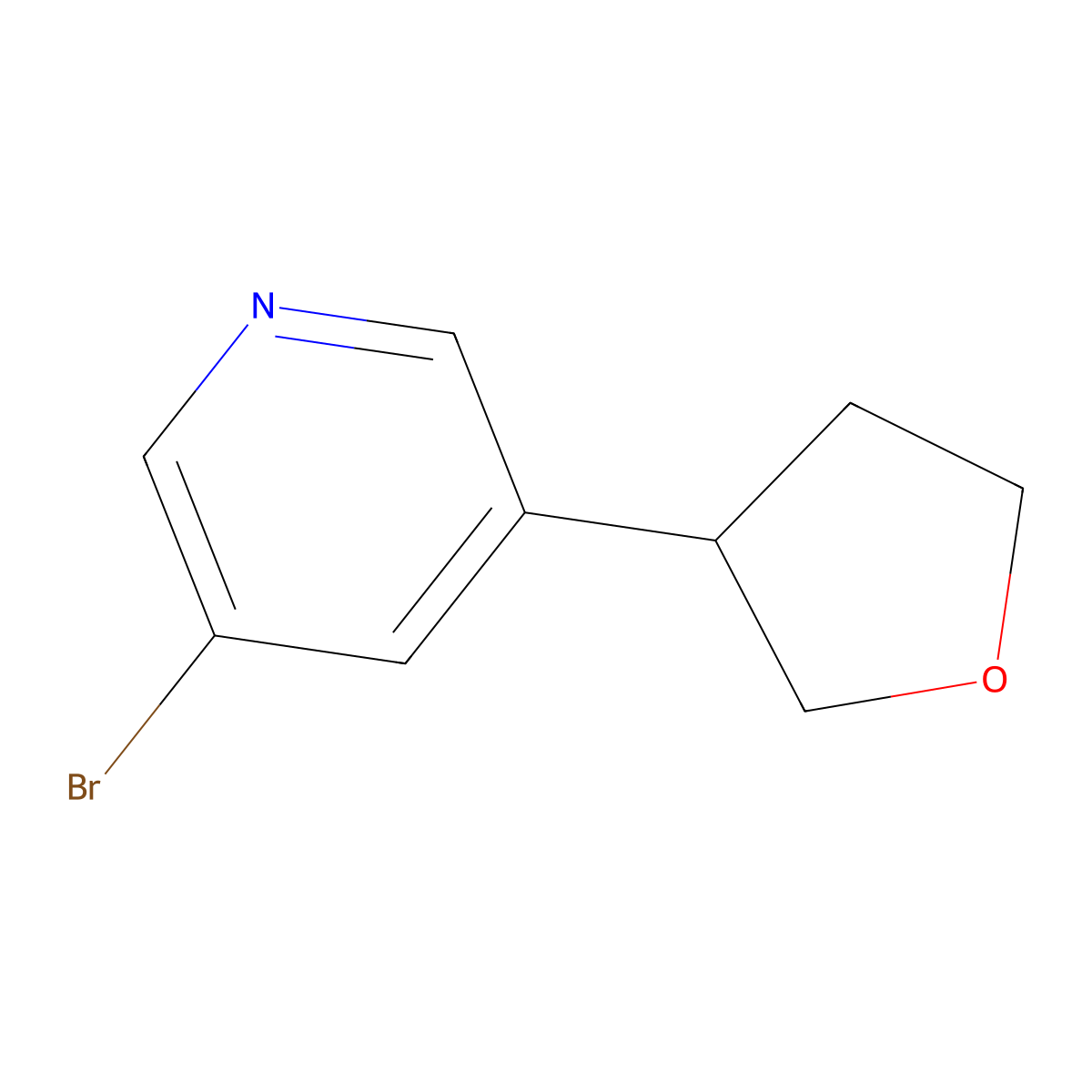 3-Bromo-5-(tetrahydrofuran-3-yl)pyridine molecular structure, CAS 1434127-67-9