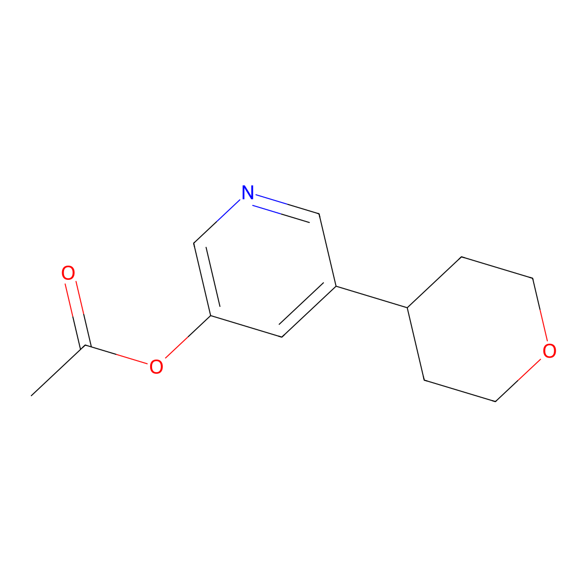 5-(4-Tetrahydropyranyl)-3-acetoxypyridine molecular structure, CAS 1434127-69-1