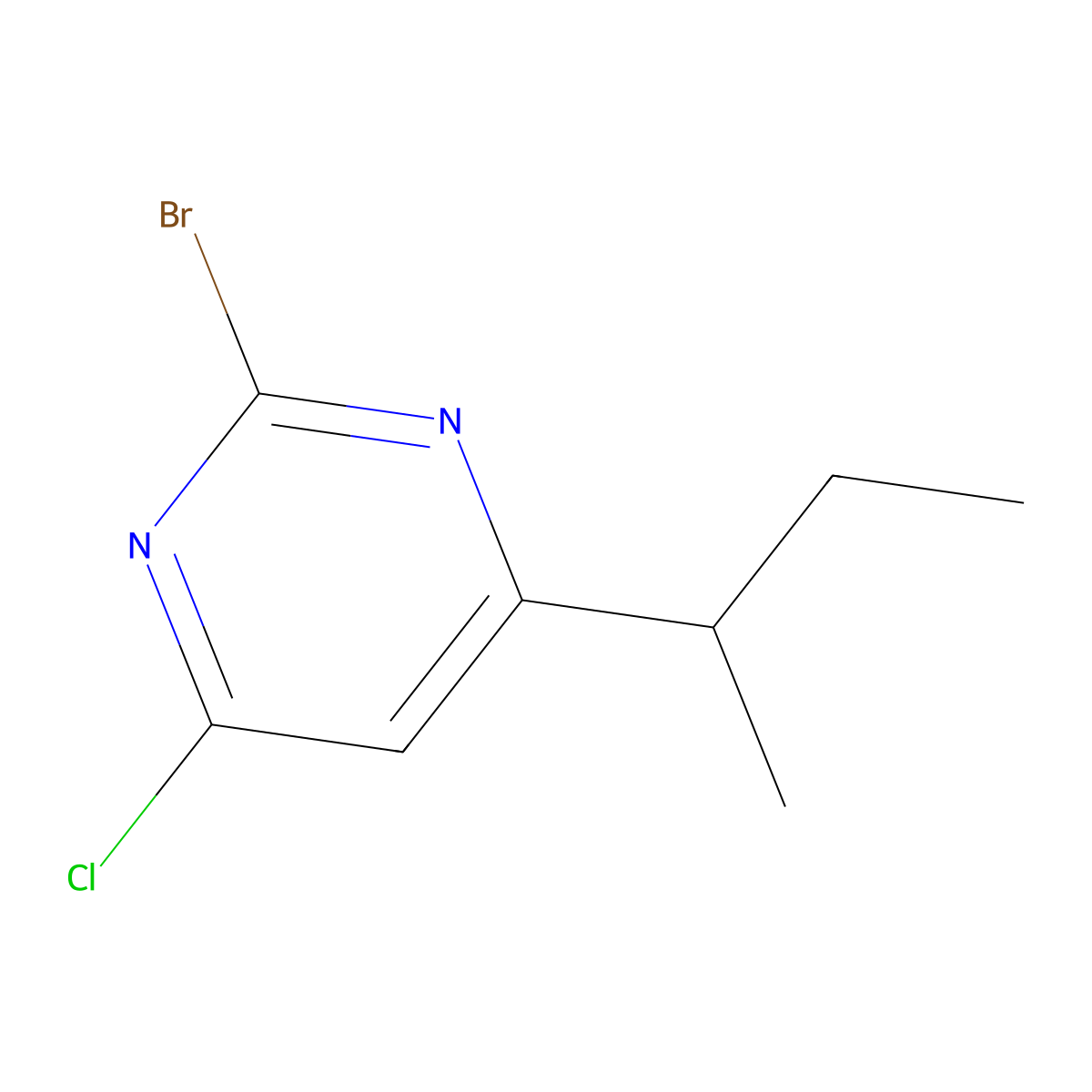 2-Bromo-4-chloro-6-(sec-butyl)pyrimidine molecular structure, CAS 1434127-93-1