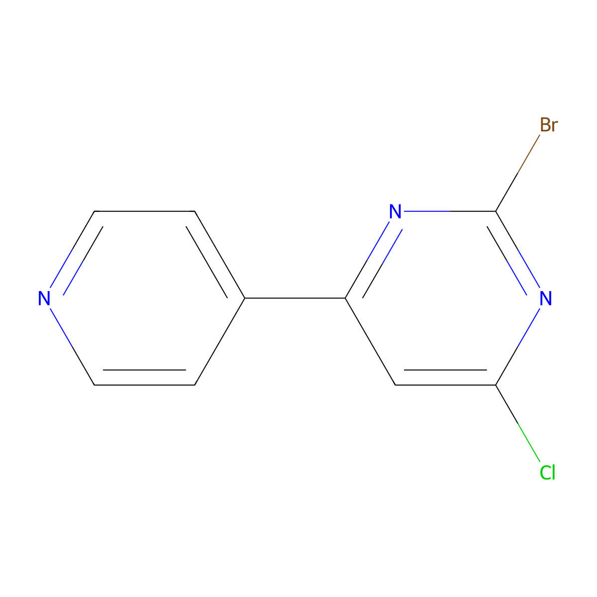 2-Bromo-4-chloro-6-(4-pyridyl)pyrimidine molecular structure, CAS 1434127-94-2