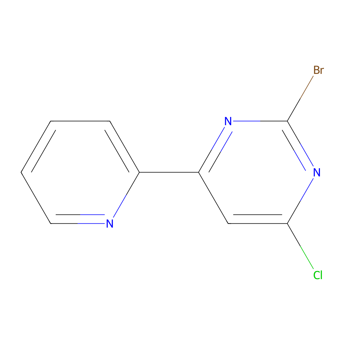 2-Bromo-4-chloro-6-(2-pyridyl)pyrimidine molecular structure, CAS 1434127-96-4