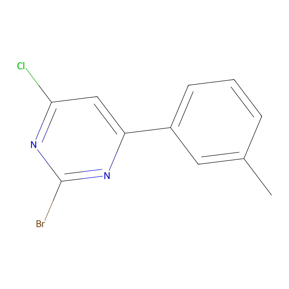 2-Bromo-4-chloro-6-(3-tolyl)pyrimidine molecular structure, CAS 1434127-98-6
