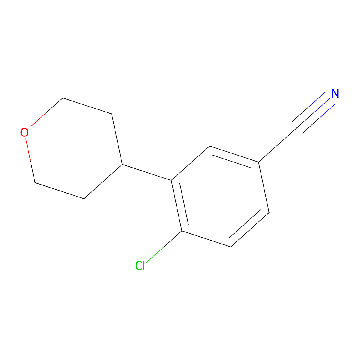 4-Chloro-3-(4-tetrahydropyranyl)benzonitrile molecular structure, CAS 1434128-06-9
