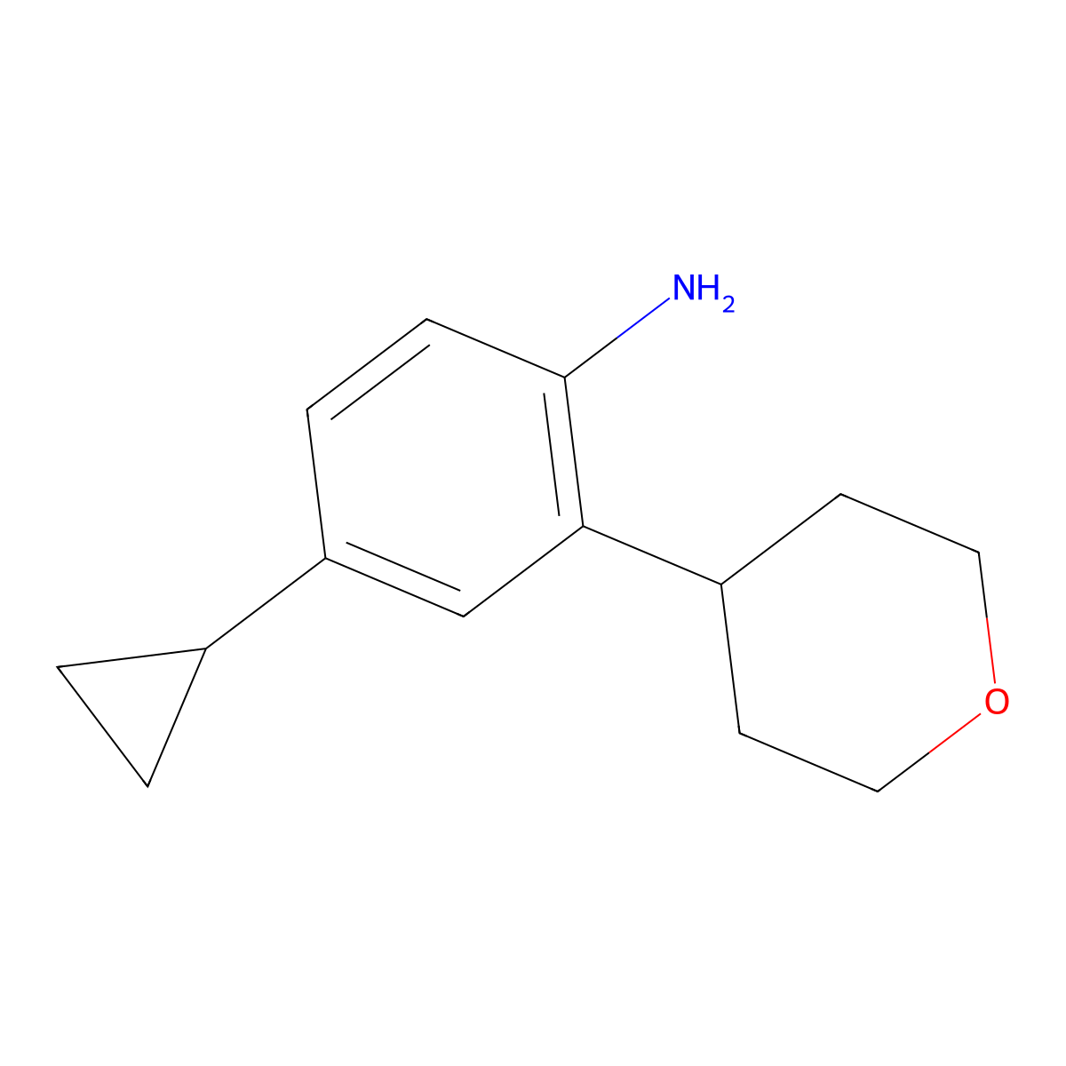 2-(4-Tetrahydropyranyl)-4-(cyclopropyl)aniline molecular structure, CAS 1434128-07-0