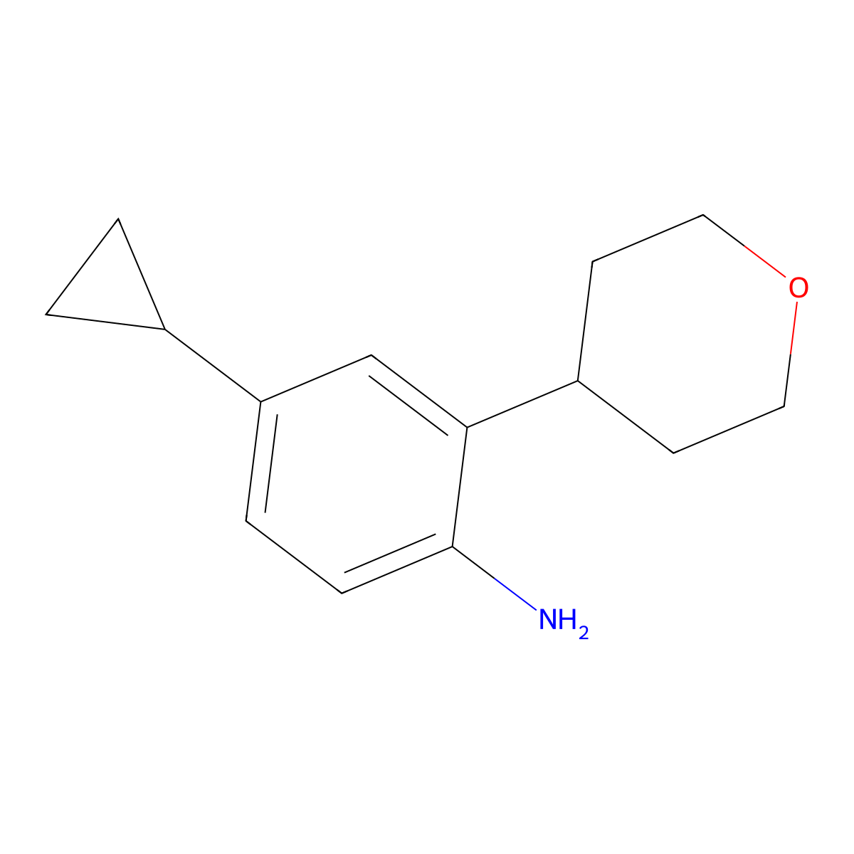 2-(4-Tetrahydropyranyl)-4-(cyclopropyl)aniline molecular structure, CAS 1434128-07-0