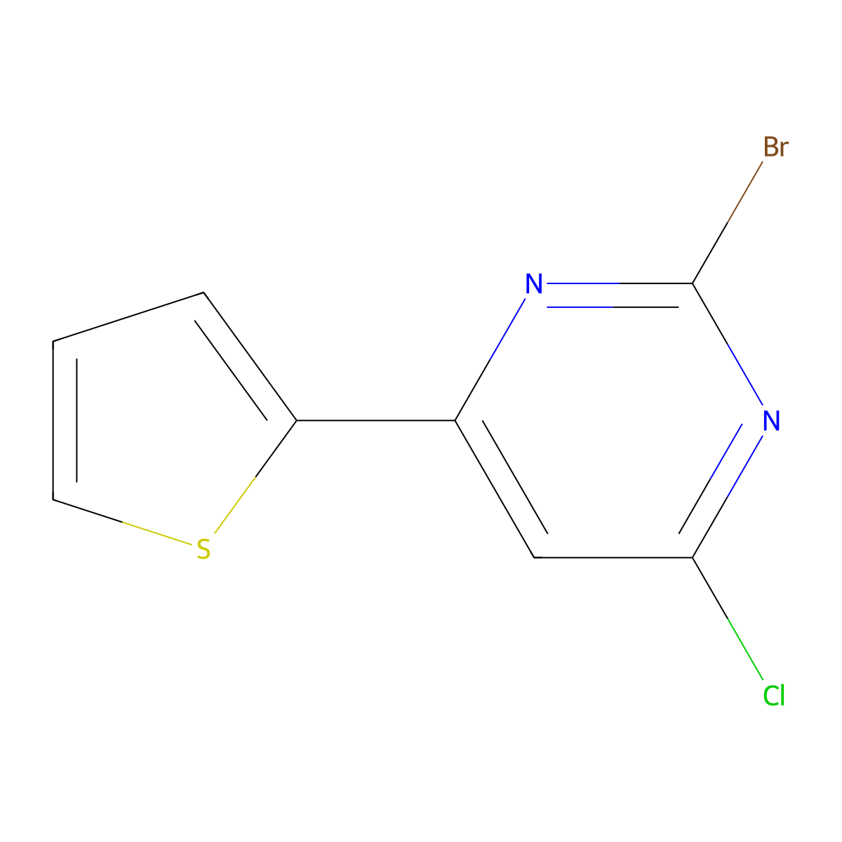 2-Bromo-4-chloro-6-(2-thienyl)pyrimidine molecular structure, CAS 1434128-12-7