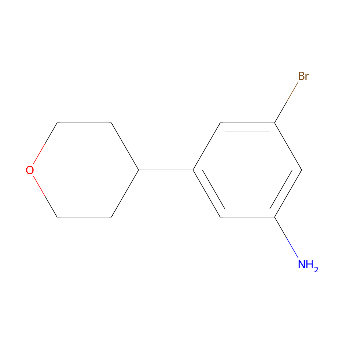 3-Bromo-5-(4-tetrahydropyranyl)aniline molecular structure, CAS 1434128-17-2