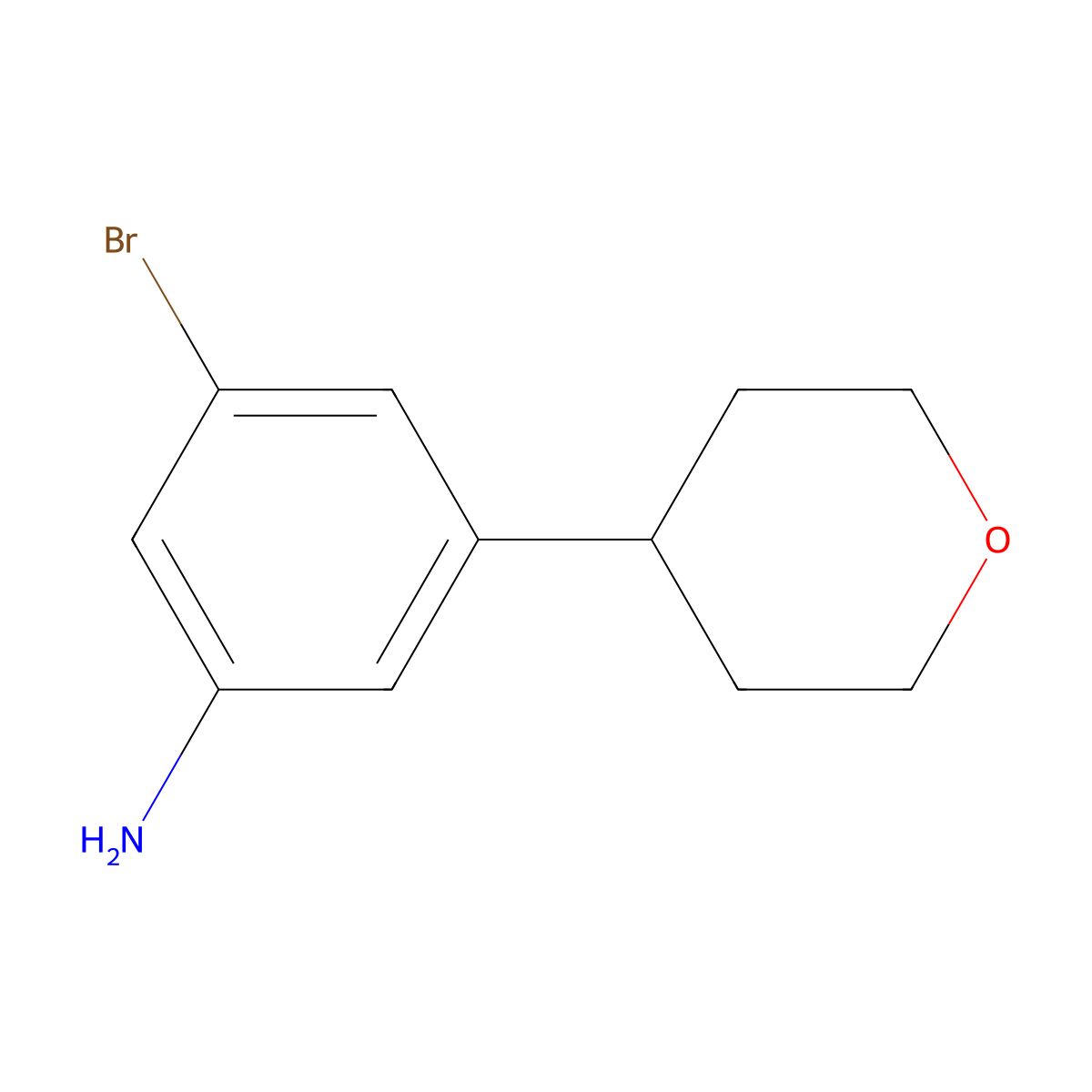 3-Bromo-5-(4-tetrahydropyranyl)aniline molecular structure, CAS 1434128-17-2