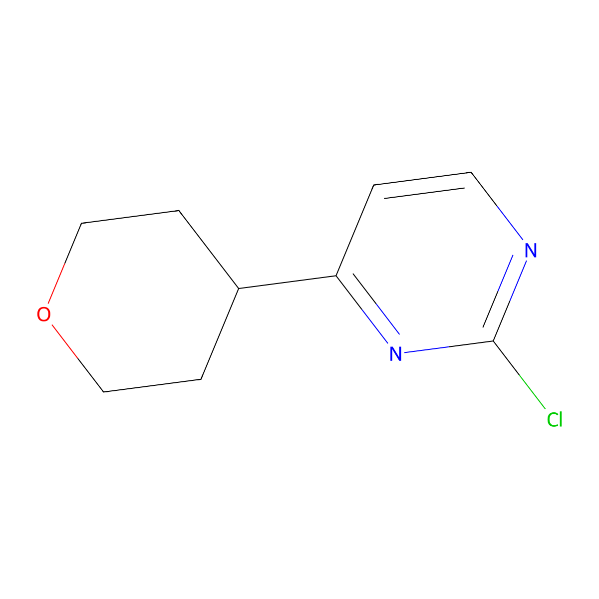 2-Chloro-4-(tetrahydro-2H-pyran-4-YL)pyrimidine molecular structure, CAS 1434128-20-7