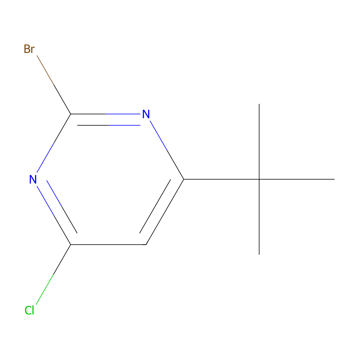 2-Bromo-4-chloro-6-(tert-butyl)pyrimidine molecular structure, CAS 1434128-21-8