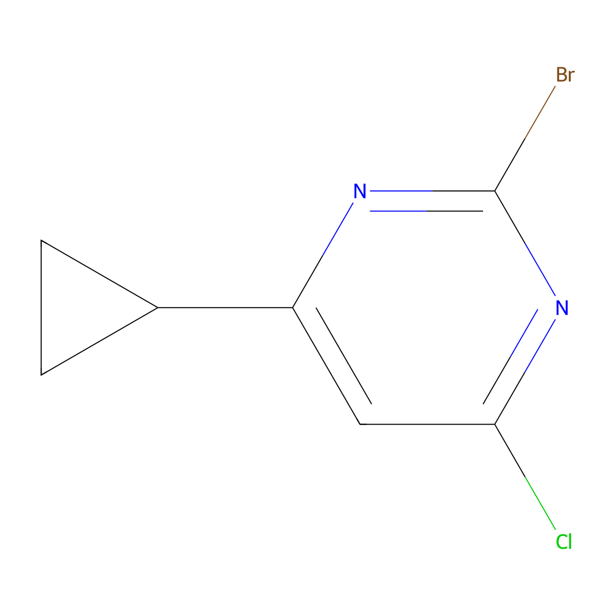 2-Bromo-4-chloro-6-(cyclopropyl)pyrimidine molecular structure, CAS 1434128-26-3