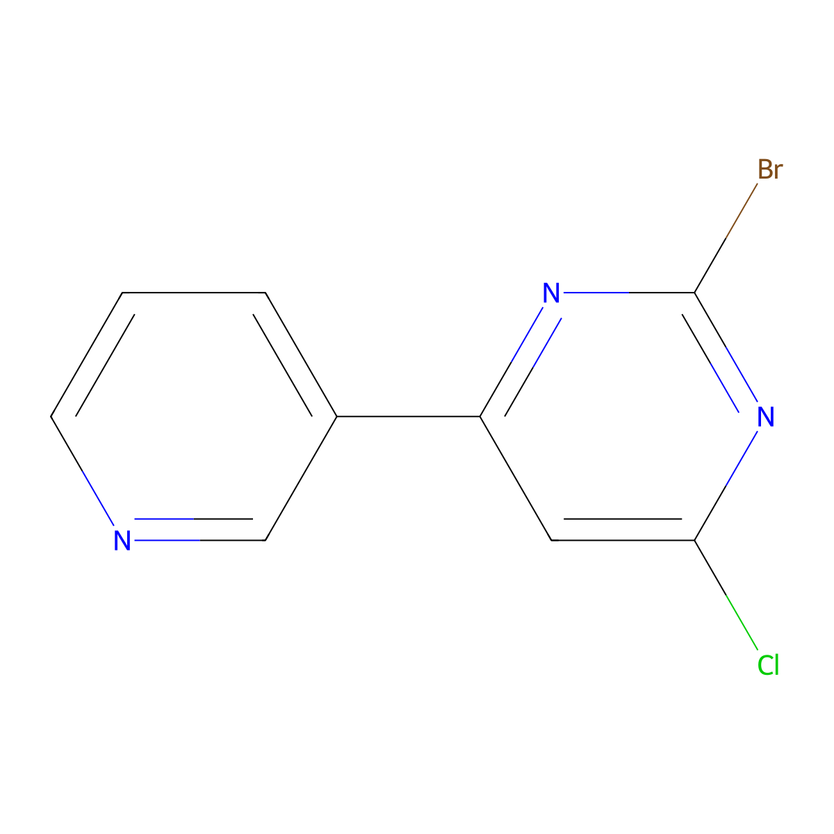 2-Bromo-4-chloro-6-(3-pyridyl)pyrimidine molecular structure, CAS 1434128-28-5