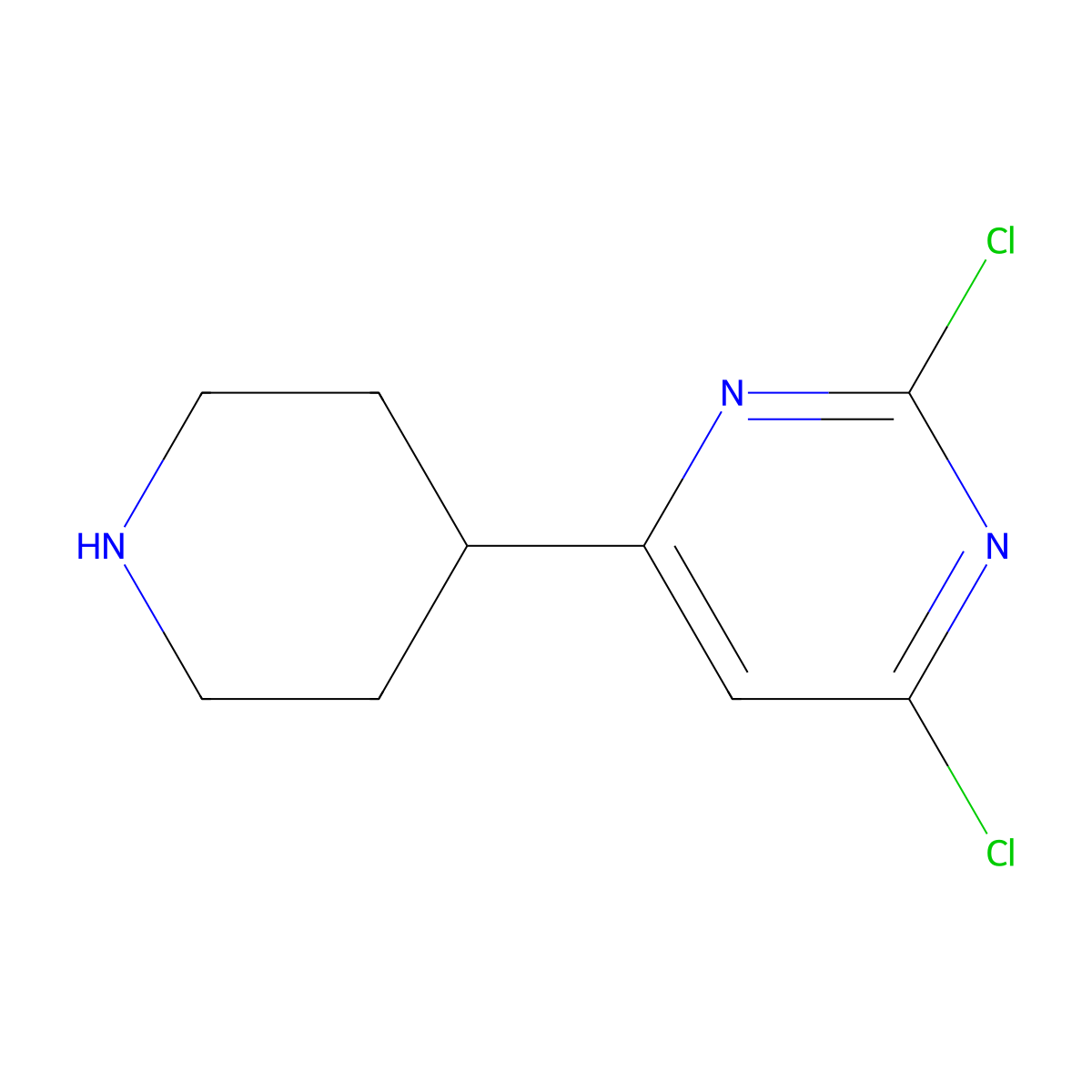 2,4-Dichloro-6-(piperidin-4-yl)pyrimidine molecular structure, CAS 1434128-36-5