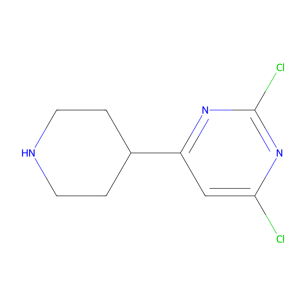 2,4-Dichloro-6-(piperidin-4-yl)pyrimidine molecular structure, CAS 1434128-36-5