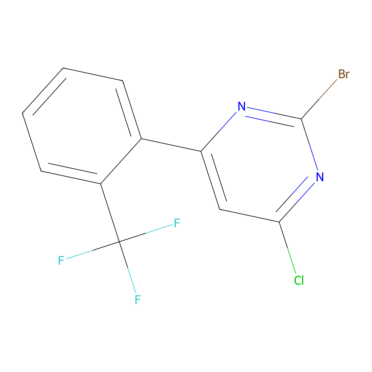 2-Bromo-4-chloro-6-(2-trifluoromethylphenyl)pyrimidine molecular structure, CAS 1434128-40-1
