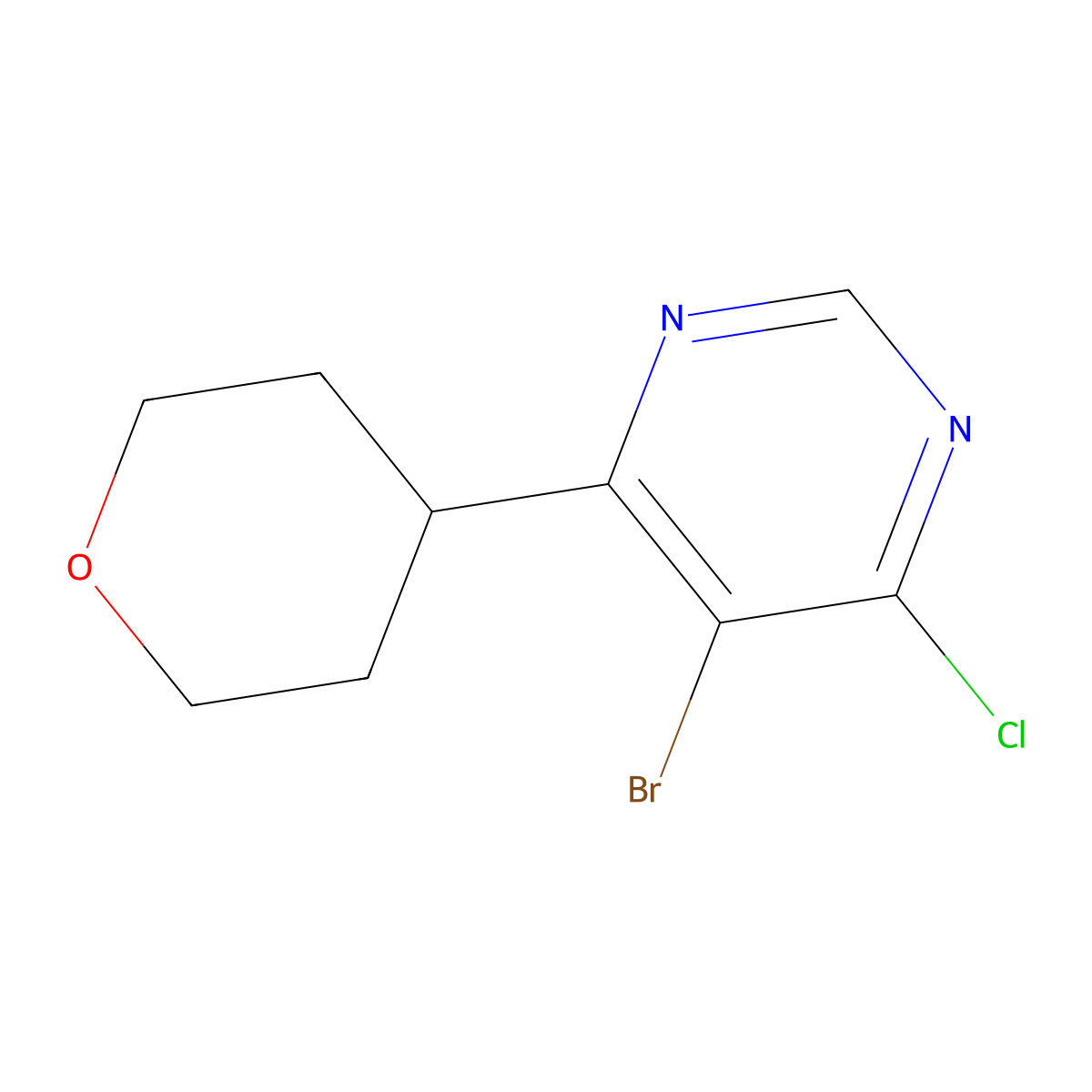 4-Chloro-5-bromo-6-(4-tetrahydropyranyl)pyrimidine molecular structure, CAS 1434128-41-2