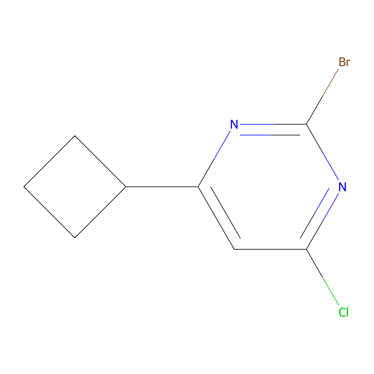 2-Bromo-4-chloro-6-(cyclobutyl)pyrimidine molecular structure, CAS 1434128-42-3
