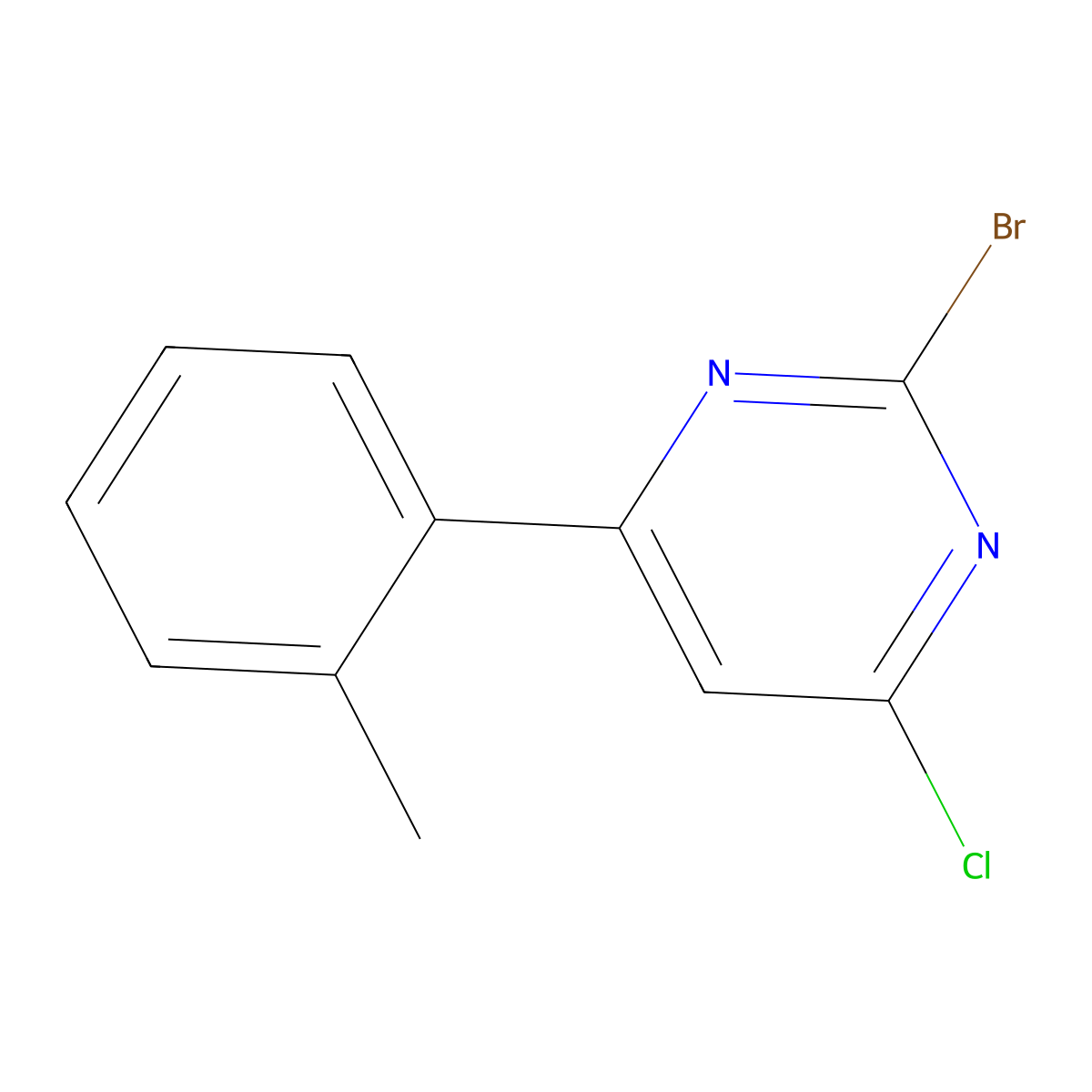 2-Bromo-4-chloro-6-(2-tolyl)pyrimidine molecular structure, CAS 1434128-43-4