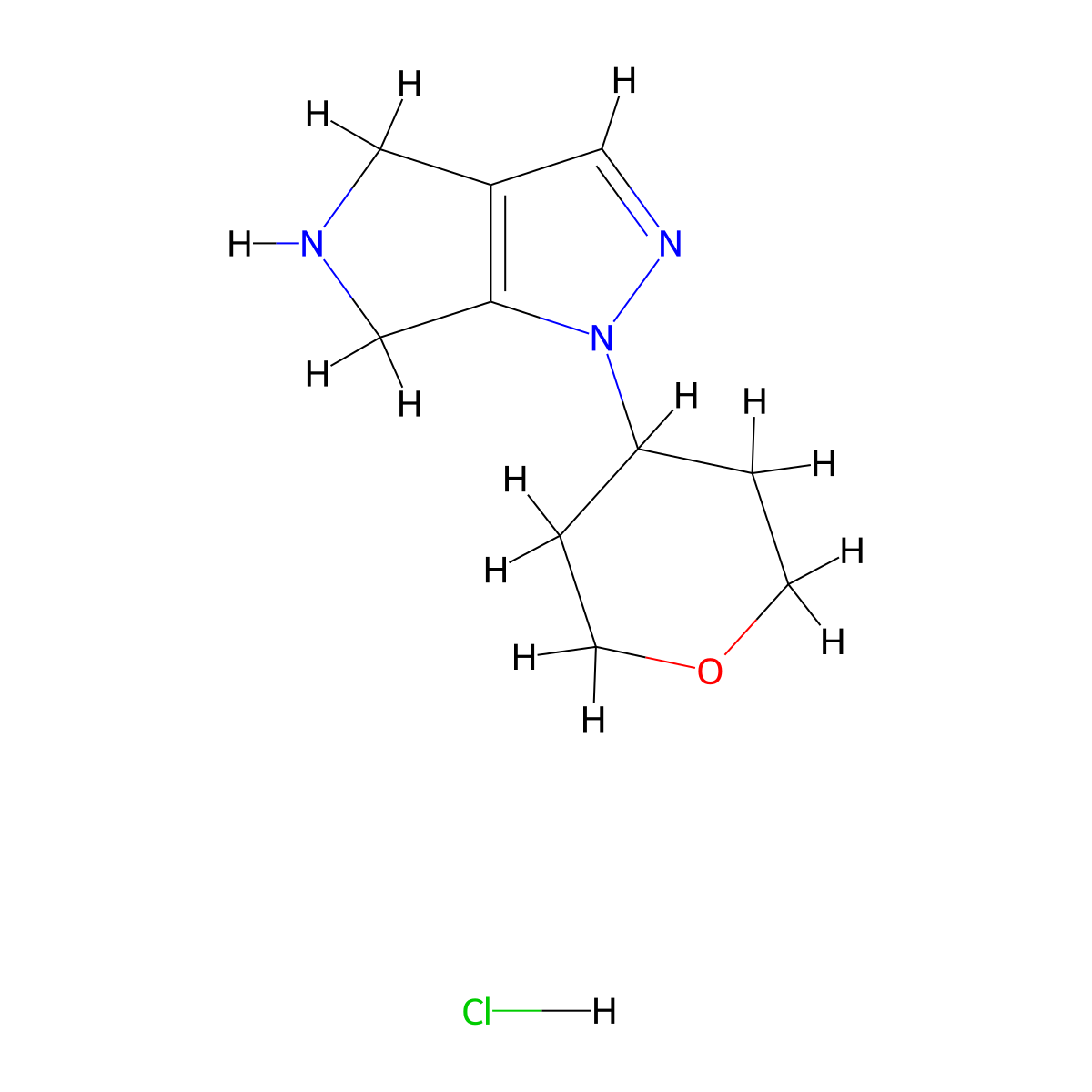 1-(4-Tetrahydropyranyl)-1,4,5,6-tetrahydropyrrolo[3,4-c]pyrazole Hydrochloride molecular structure, CAS 1434128-47-8