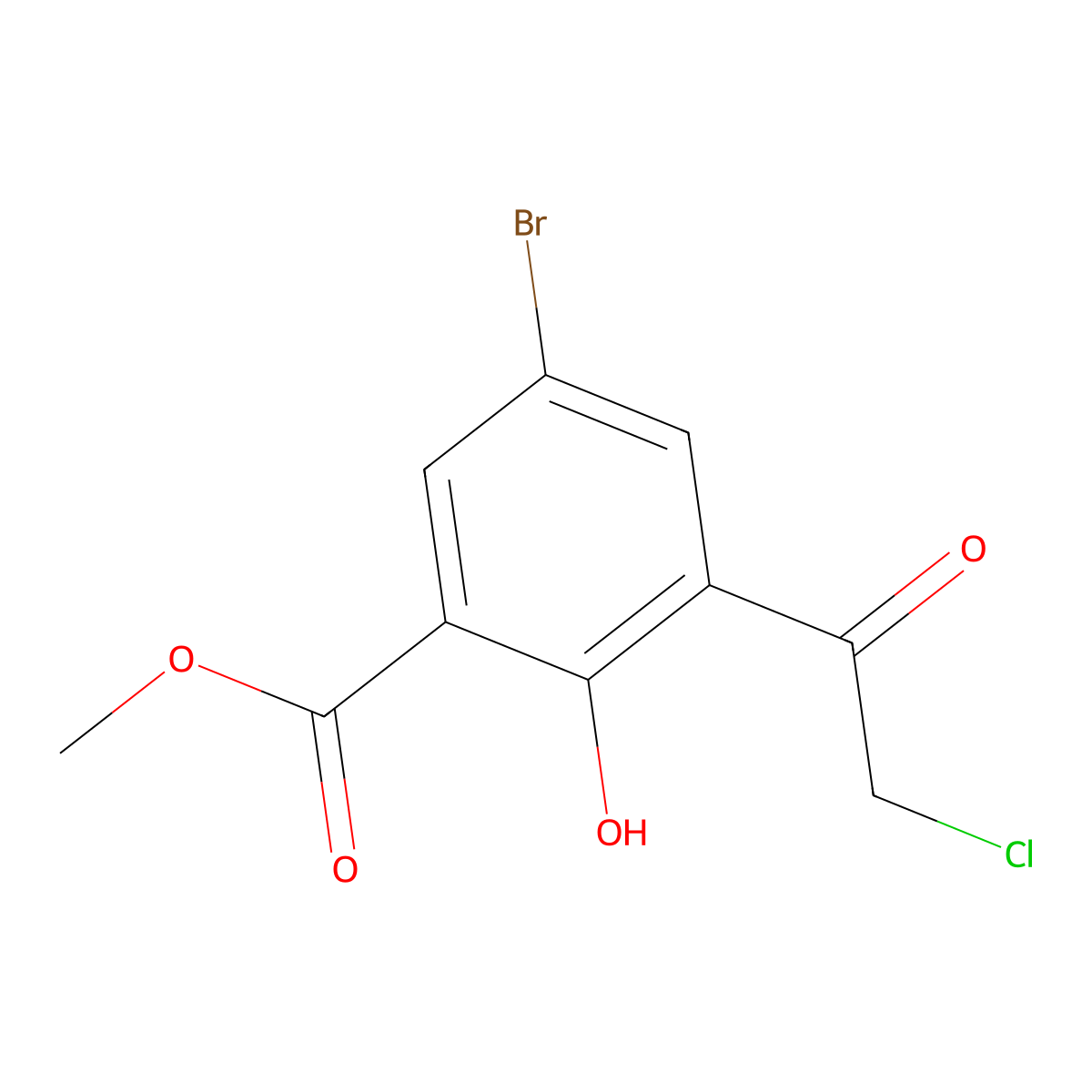 Methyl 5-Bromo-3-(2-chloroacetyl)-2-hydroxybenzoate molecular structure, CAS 1434128-48-9