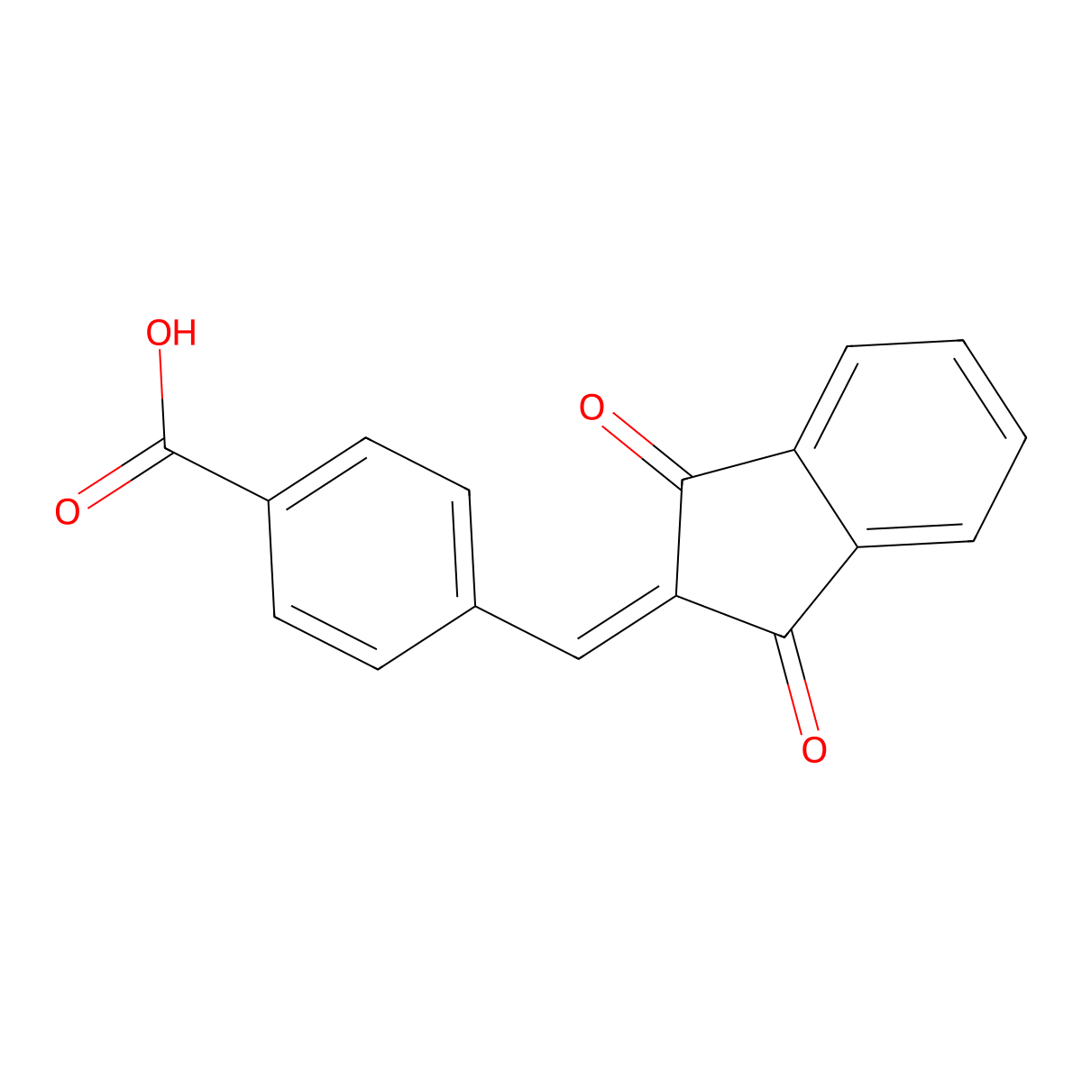 4-((1,3-Dioxoindan-2-ylidene)methyl)benzoic acid molecular structure, CAS 143413-01-8